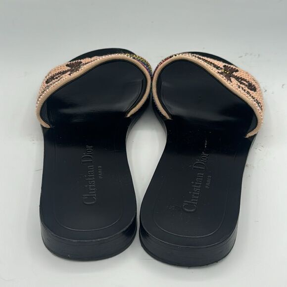 CHRISTIAN DIOR Multicolor Beaded Tarot Card Slide Sandals Size 37.5/ US 7.5 - Picture 6 of 11
